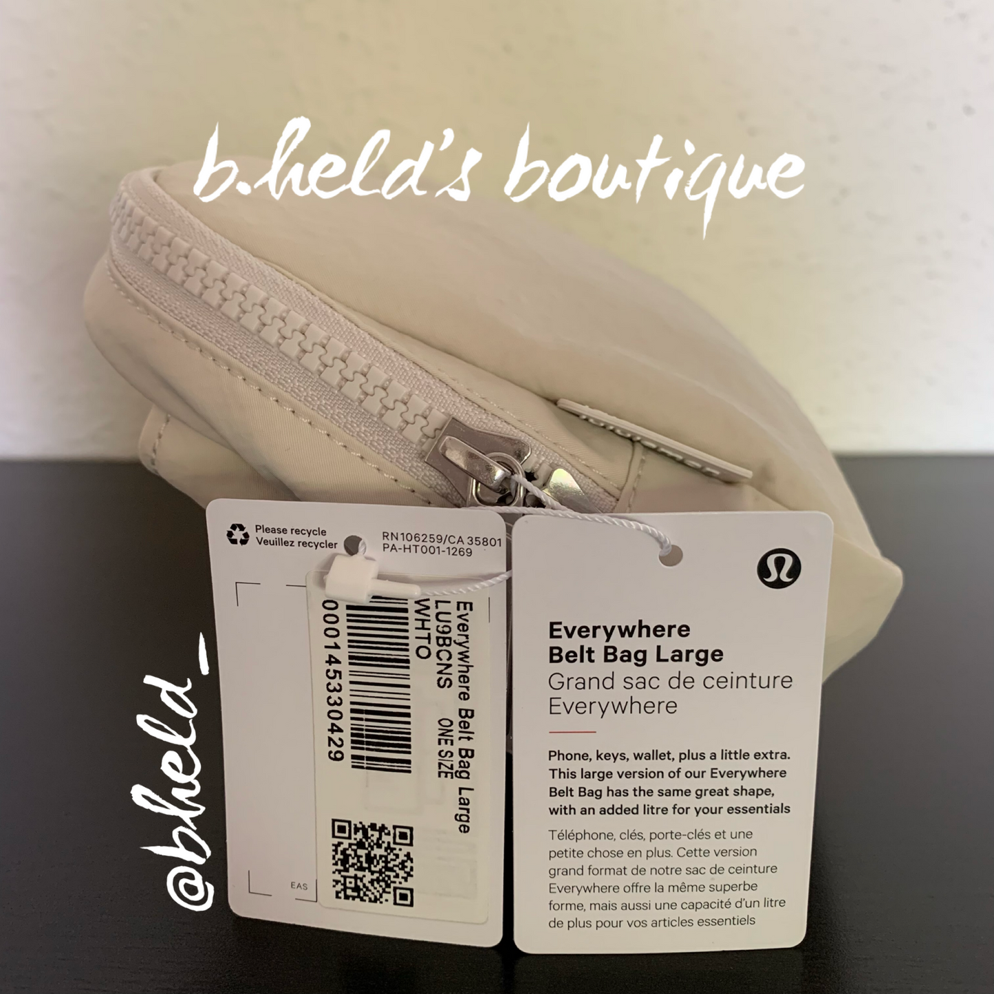 lululemon Everywhere Belt Bag *Large Version (2 L) in White Opal, One Size