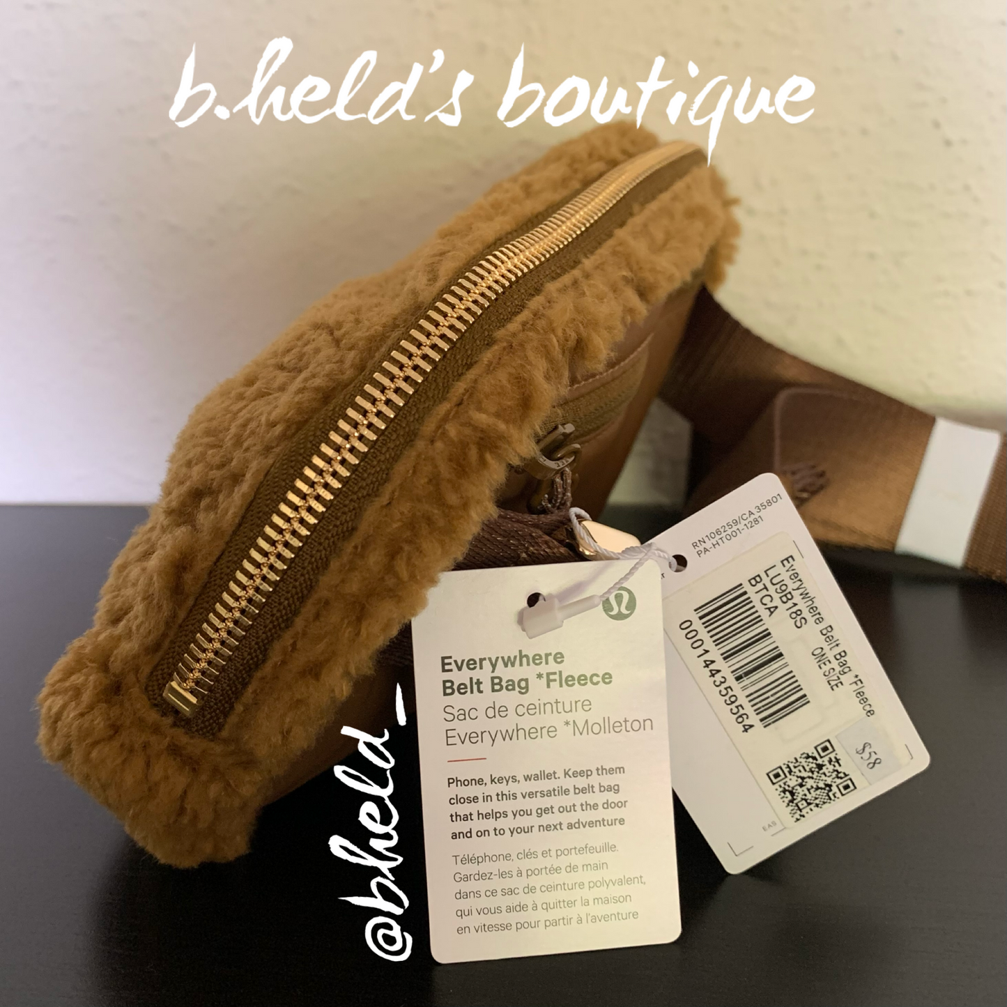lululemon Everywhere Belt Bag *Fleece (1 L) in Burnt Caramel, One Size