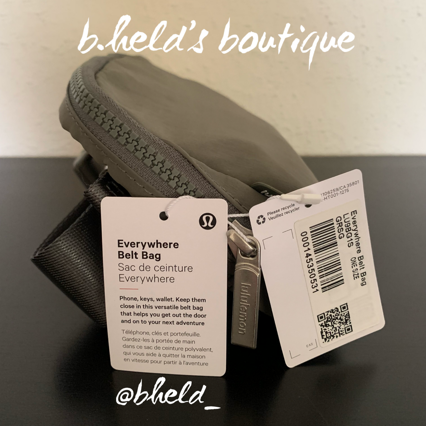lululemon Everywhere Belt Bag (1 L) in Grey Sage, One Size