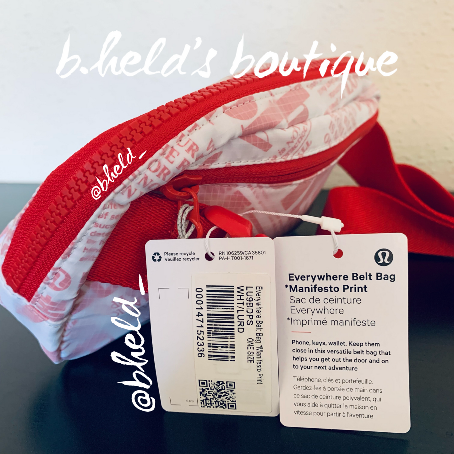 lululemon Everywhere Belt Bag *Manifesto Print (1 L) in White/lulu Red, One Size