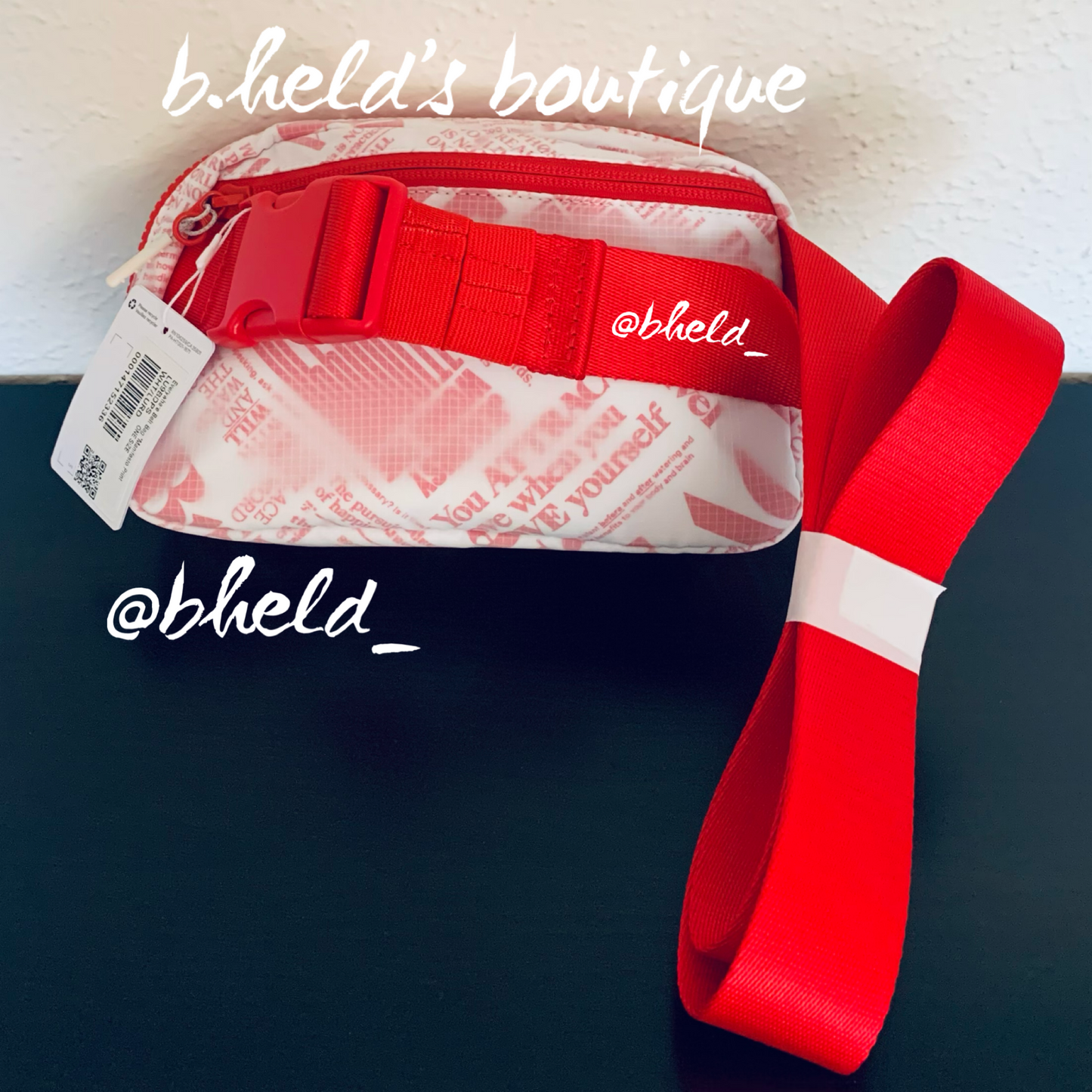 lululemon Everywhere Belt Bag *Manifesto Print (1 L) in White/lulu Red, One Size