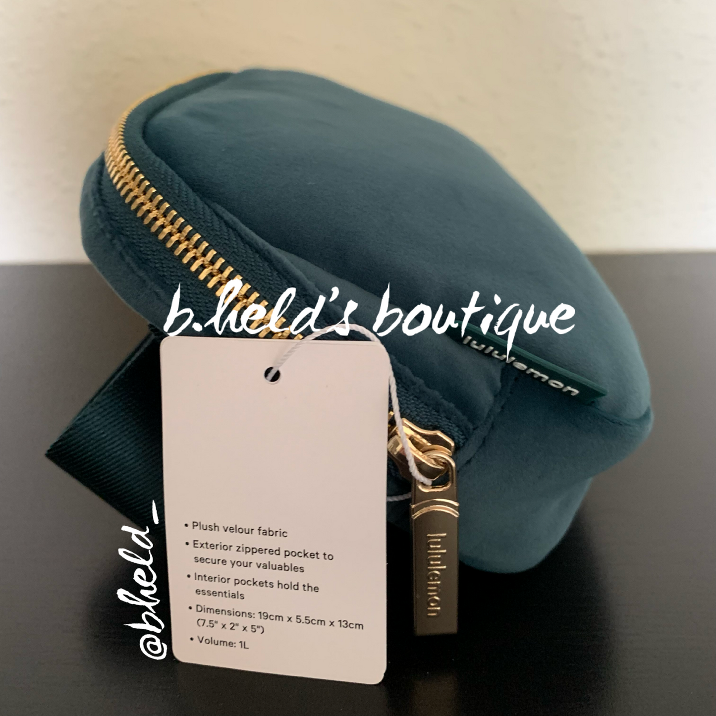 lululemon Everywhere Belt Bag *Velour (1 L)  in Green Jasper/Gold, One Size