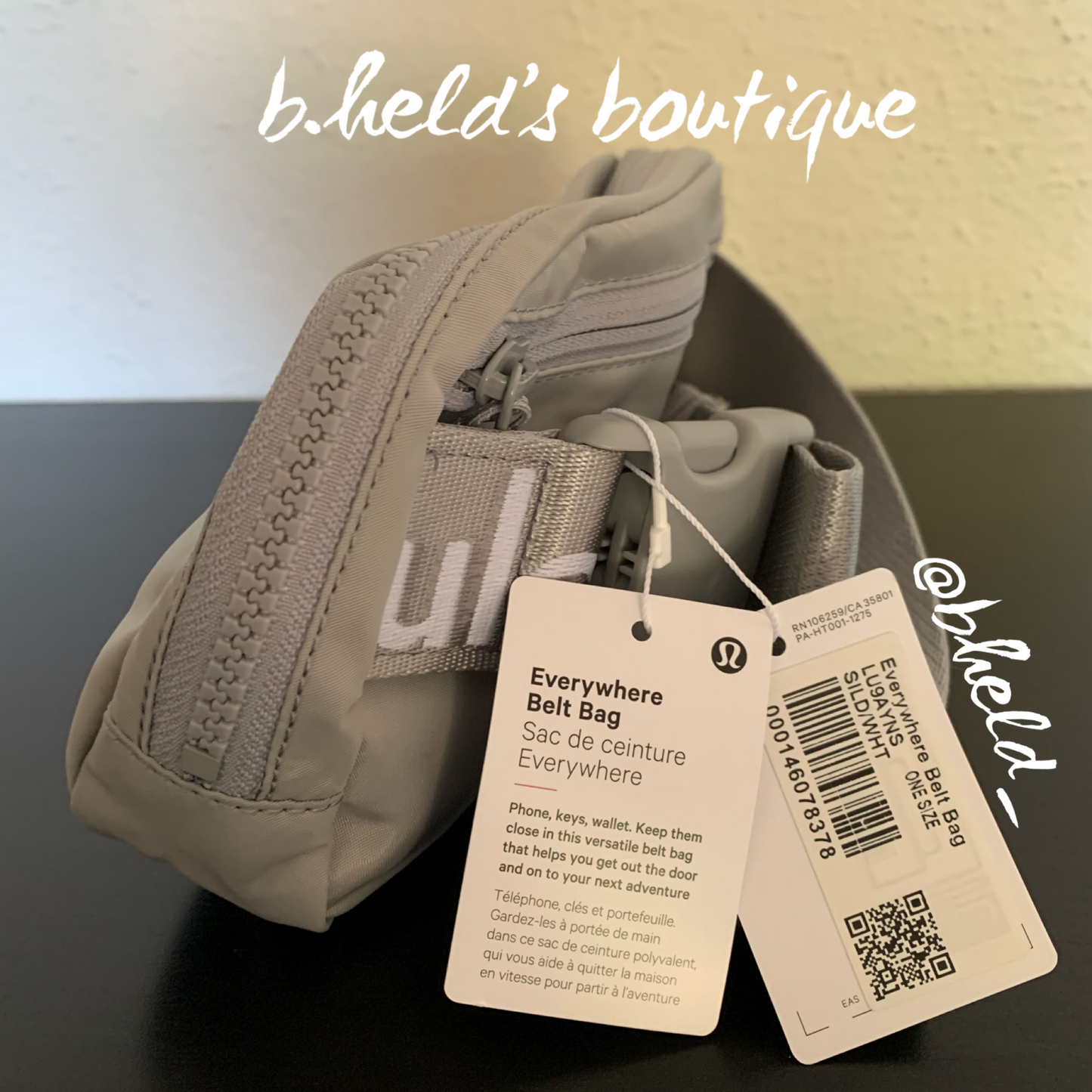 lululemon Everywhere Belt Bag *Wordmark (1 L) in Silver Drop/White, One Size