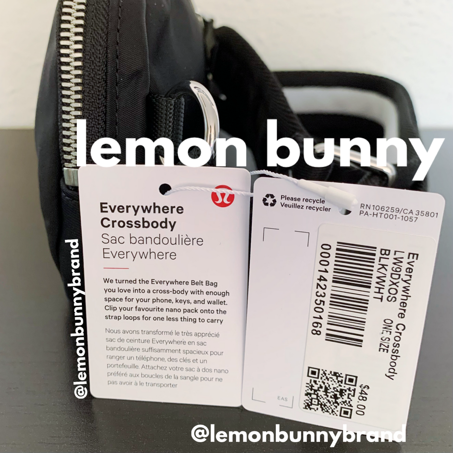 lululemon Everywhere Crossbody Bag in Black/White, One Size