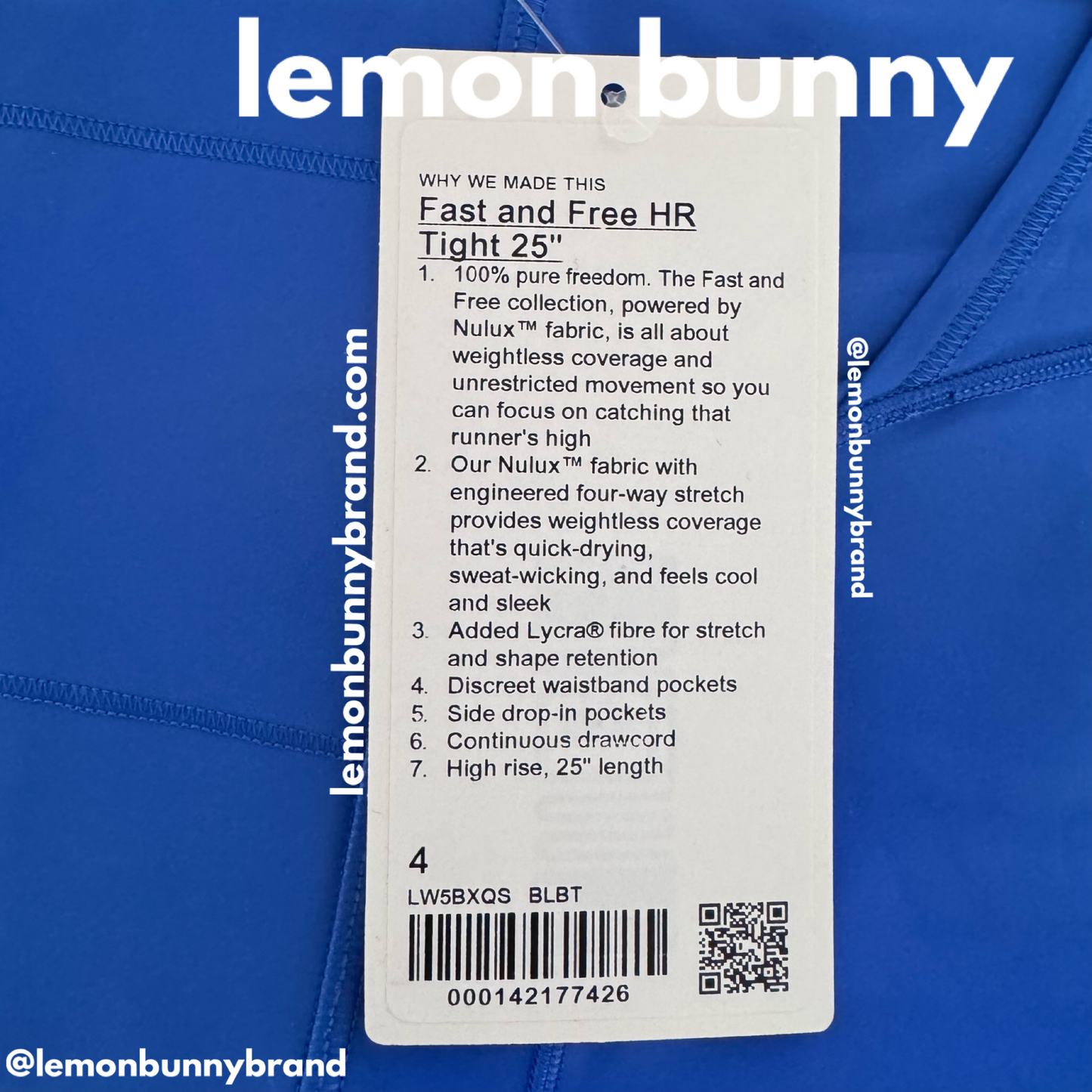 lululemon Fast and Free High-Rise Tight 25" in Blazer Blue Tone, Size 4