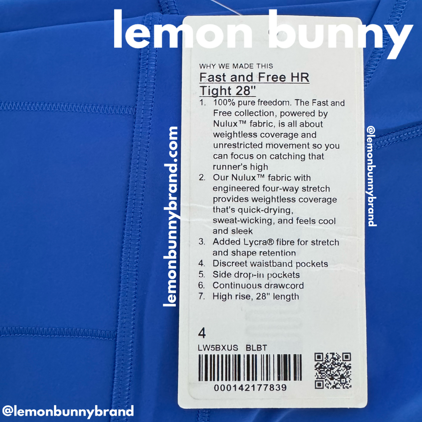 lululemon Fast and Free High-Rise Tight 28" in Blazer Blue Tone, Size 4