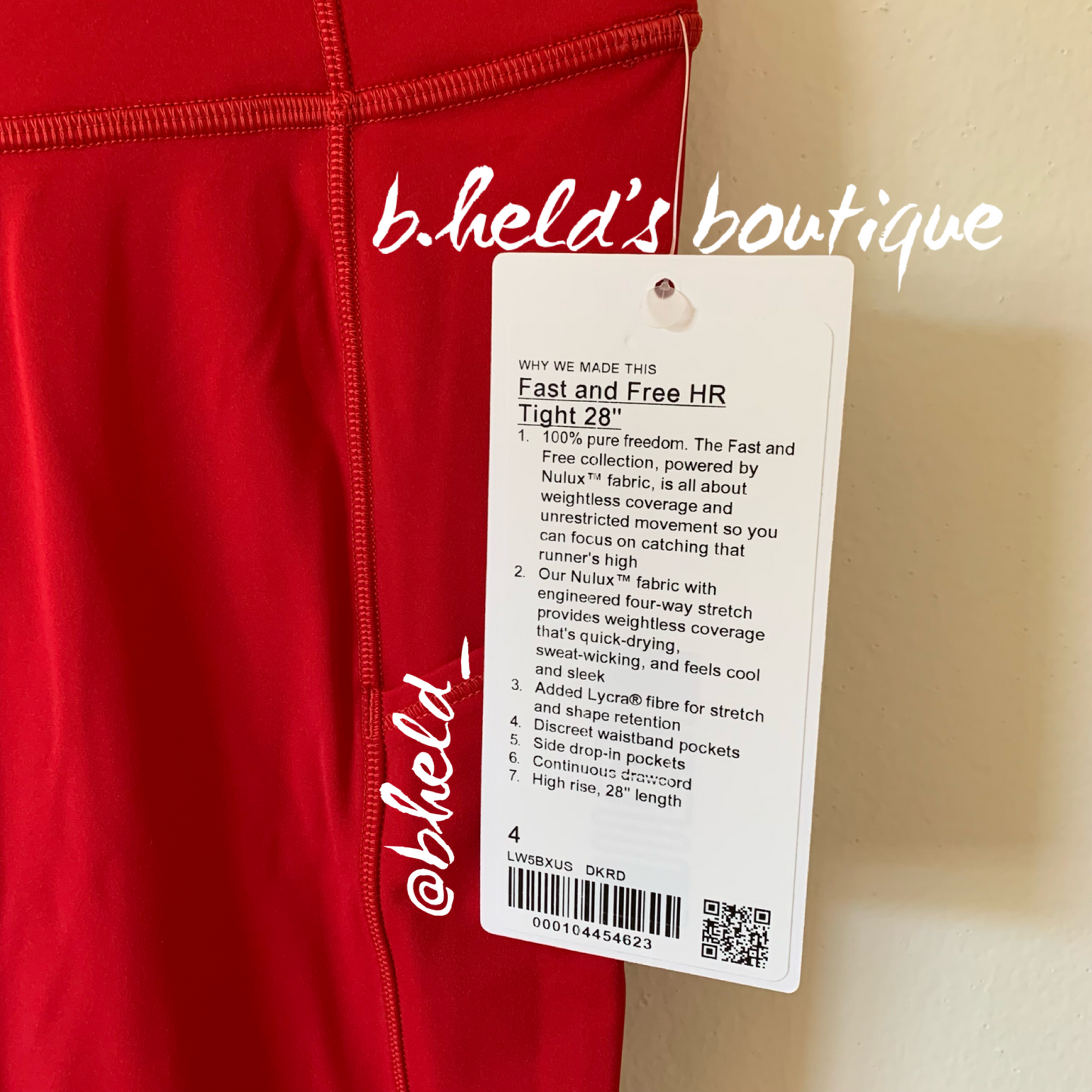 lululemon Fast and Free High-Rise Tight 28" in Dark Red, Size 4