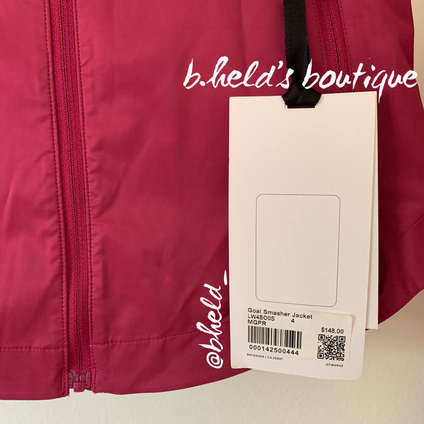 lululemon Goal Smasher Jacket in Magenta Purple, Size 4