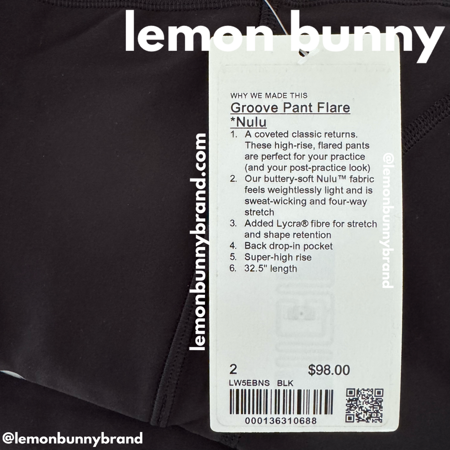 lululemon Groove Super High-Rise Flared Pant *Nulu in Black, Size 2 (Single-Lined) (Version 1)