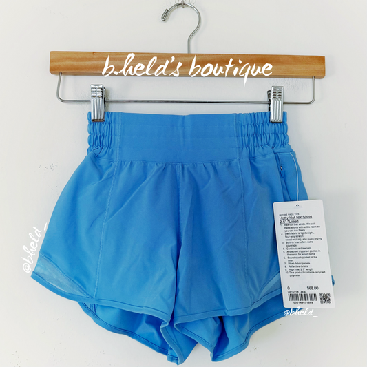 lululemon Hotty Hot High-Rise Lined Short 2.5" in Aero Blue, Size 0