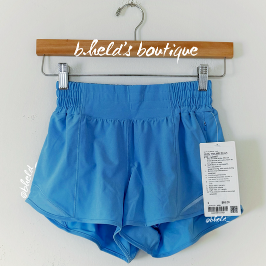 lululemon Hotty Hot High-Rise Lined Short 2.5" in Aero Blue, Size 2