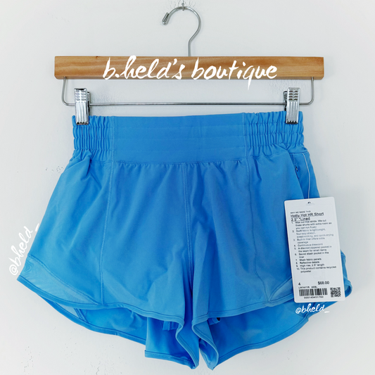lululemon Hotty Hot High-Rise Lined Short 2.5" in Aero Blue, Size 4