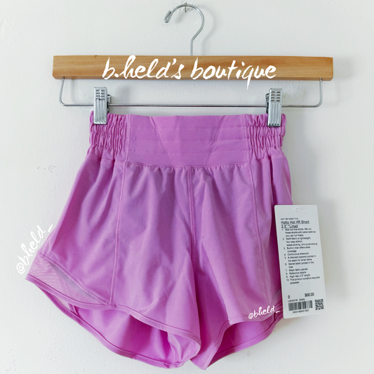 lululemon Hotty Hot High-Rise Lined Short 2.5" in Dahlia Mauve, Size 0