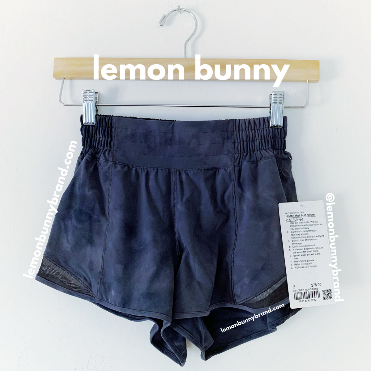 lululemon Hotty Hot High-Rise Lined Short 2.5" in Diamond Dye Pitch Grey Graphite Grey/Graphite Grey, Size 2 (Version 2)