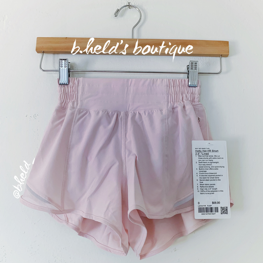 lululemon Hotty Hot High-Rise Lined Short 2.5" in Flush Pink, Size 0