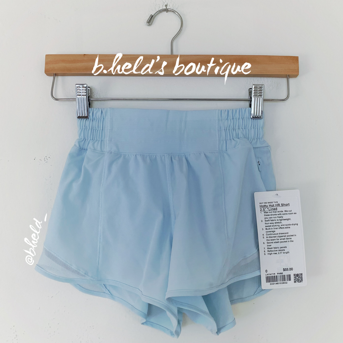lululemon Hotty Hot High-Rise Lined Short 2.5" in Powder Blue, Size 0