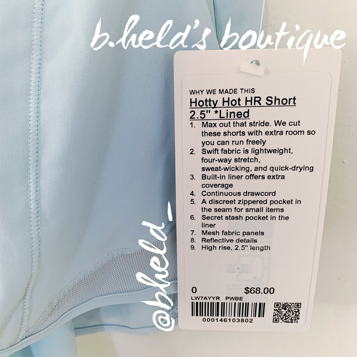lululemon Hotty Hot High-Rise Lined Short 2.5" in Powder Blue, Size 0