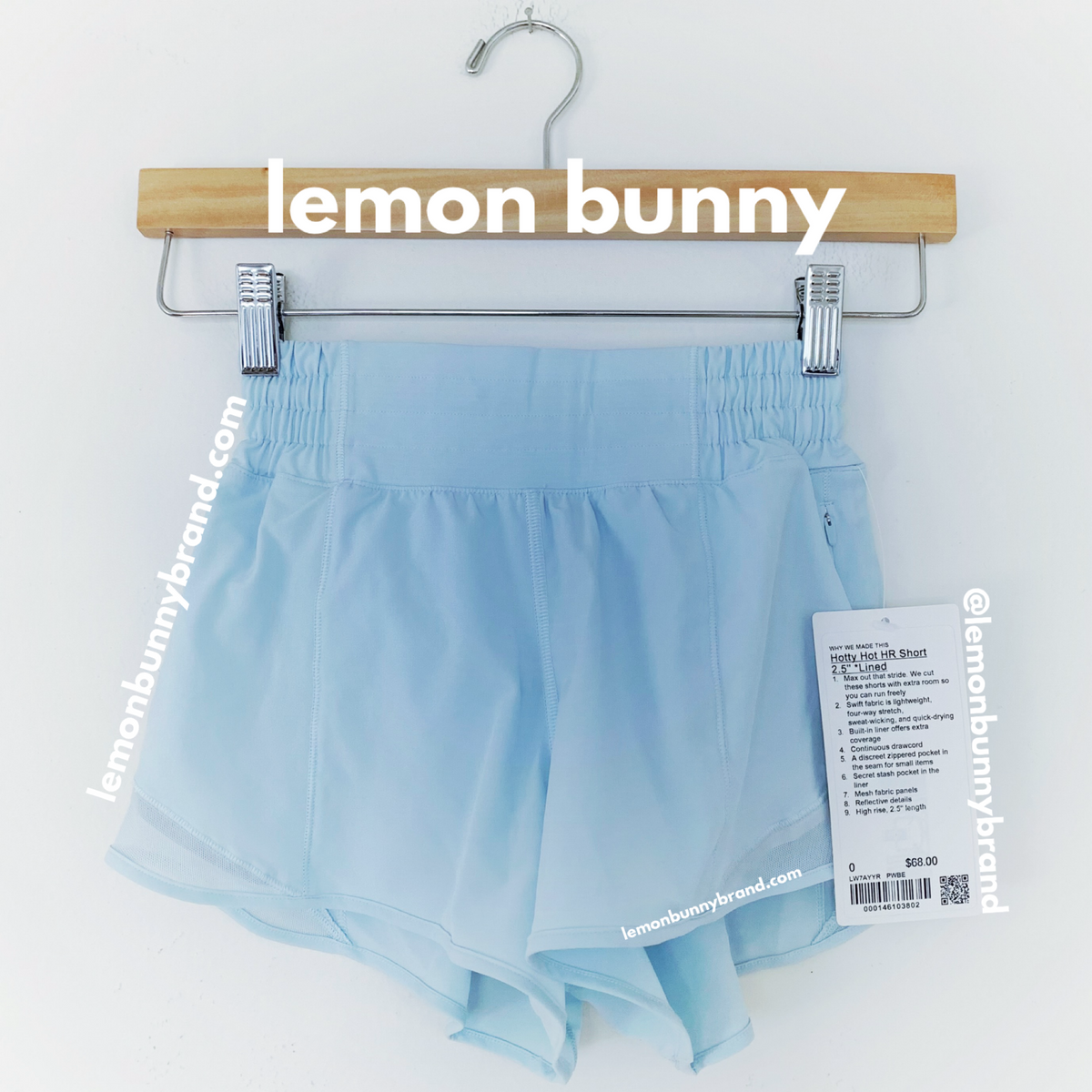 lululemon Hotty Hot High-Rise Lined Short 2.5" in Powder Blue, Size 0