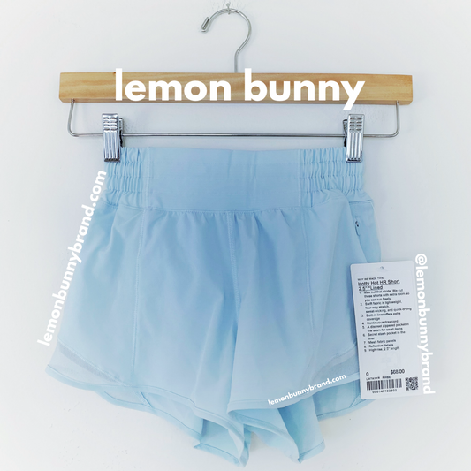 lululemon Hotty Hot High-Rise Lined Short 2.5" in Powder Blue, Size 0