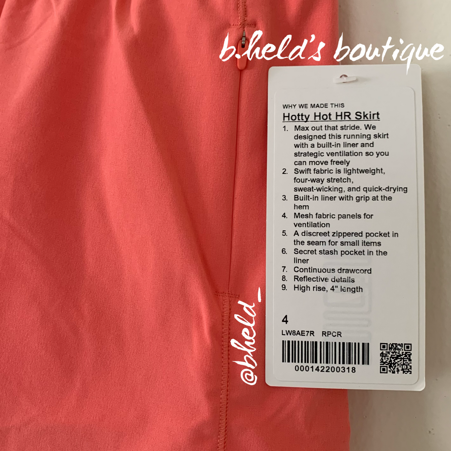 lululemon Hotty Hot High-Rise Skirt in Raspberry Cream, Size 4