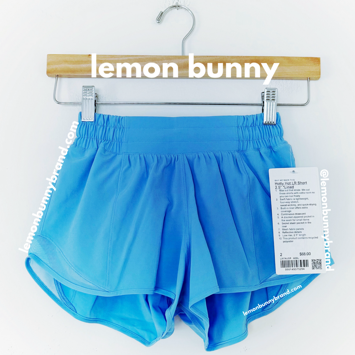 lululemon Hotty Hot Low-Rise Lined Short 2.5" in Aero Blue, Size 2