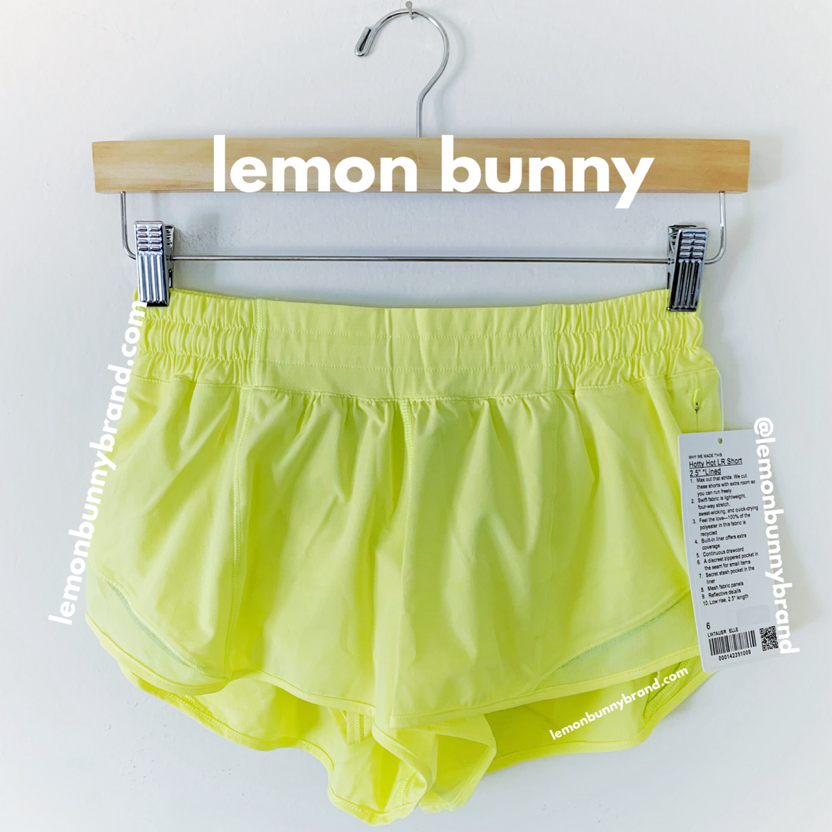 lululemon Hotty Hot Low-Rise Lined Short 2.5" in Electric Lemon, Size 6