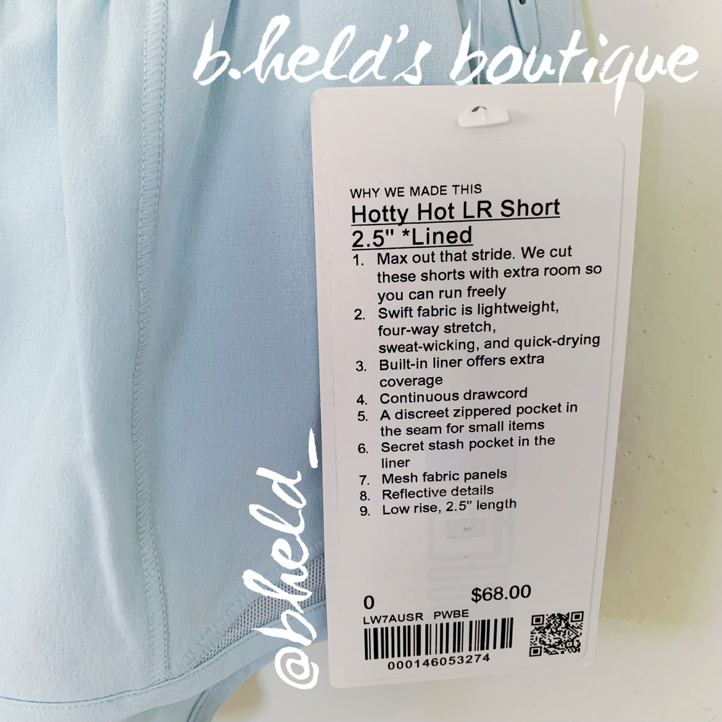 lululemon Hotty Hot Low-Rise Lined Short 2.5" in Powder Blue, Size 0