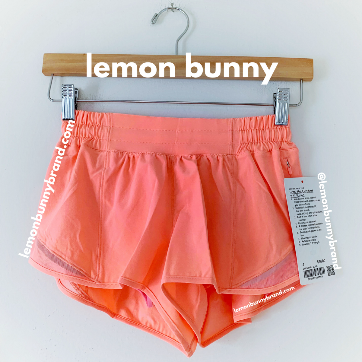 lululemon Hotty Hot Low-Rise Lined Short 2.5" in Sunset, Size 4