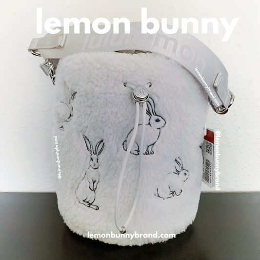 lululemon Lunar New Year Crossbody Bucket Bag *Fleece (2.5 L) in Rabbit Plush Embroidery Bucket Bag White Opal Graphite Grey, One Size