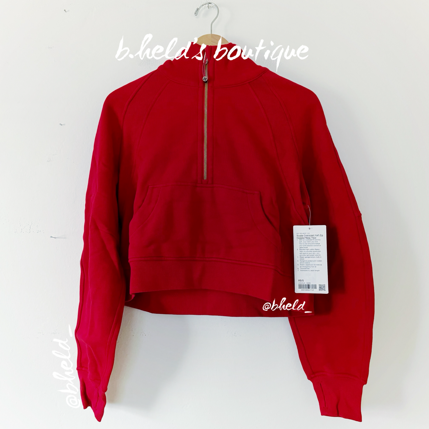 lululemon Lunar New Year Scuba Oversized Half-Zip Hoodie in Dark Red, Size XS/S