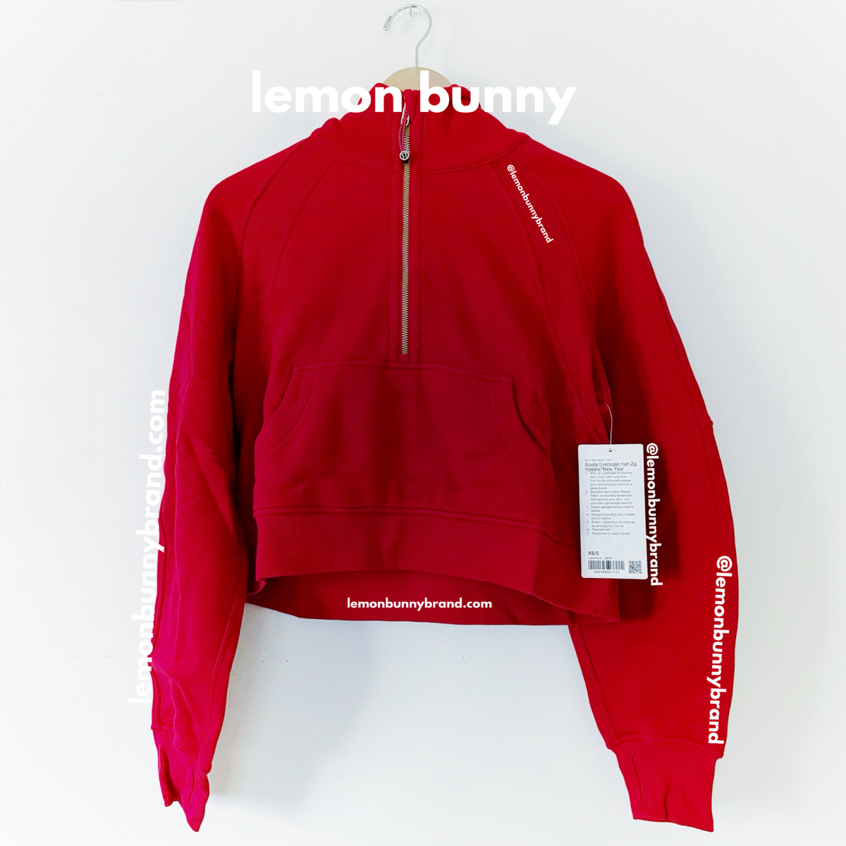 lululemon Lunar New Year Scuba Oversized Half-Zip Hoodie in Dark Red, Size XS/S