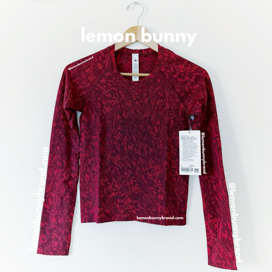 lululemon Lunar New Year Swiftly Tech Long Sleeve Shirt 2.0 *Race Length in Surface Shift Cassis/Dark Red, Size 4