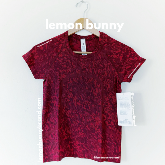 lululemon Lunar New Year Swiftly Tech Short Sleeve Shirt 2.0 *Race Length in Surface Shift Cassis/Dark Red, Size 4