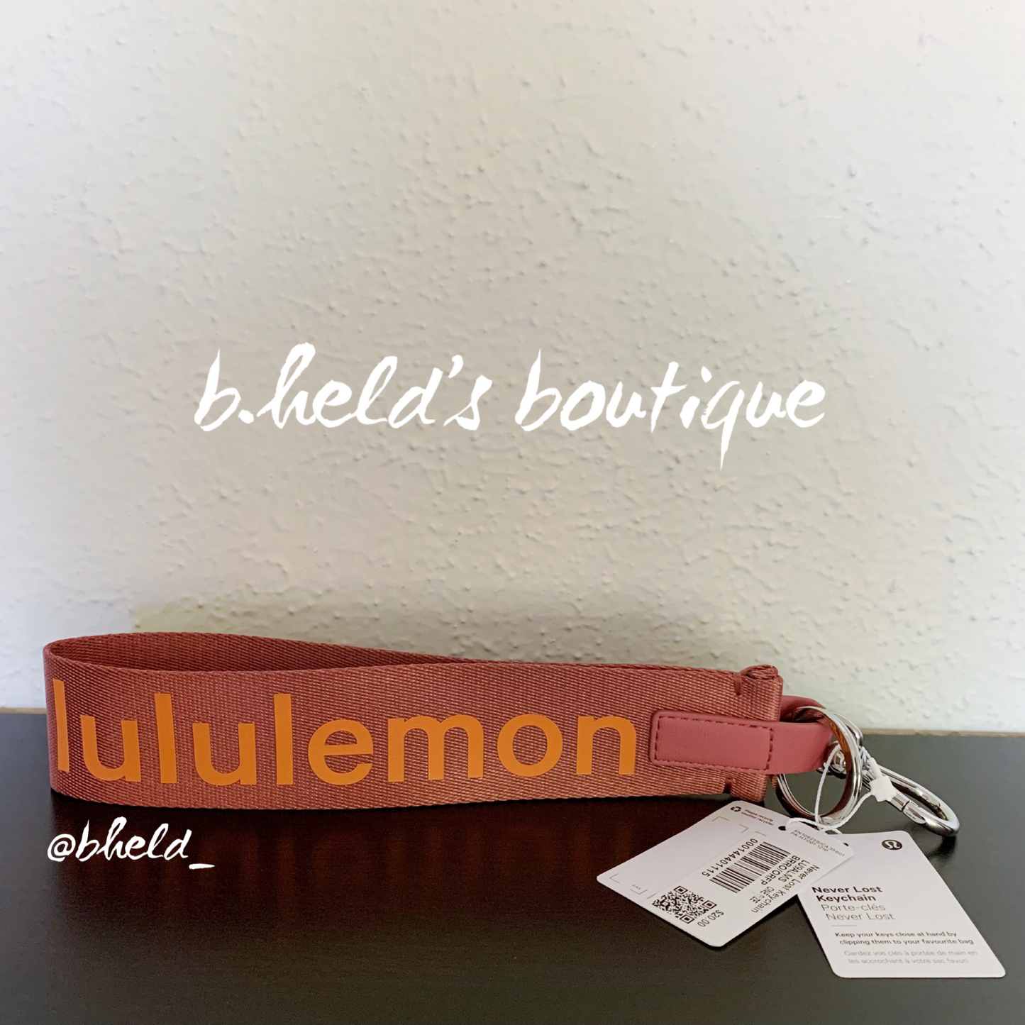 lululemon Never Lost Keychain (2022 Version) in Brier Rose/Orange Frappe, One Size