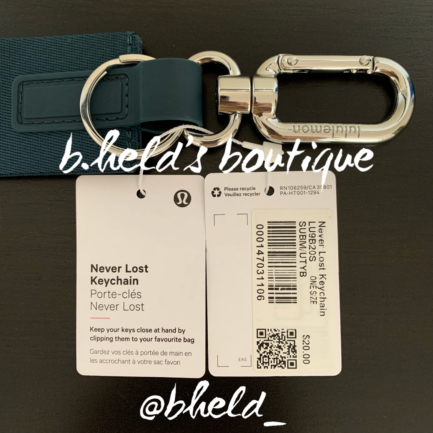 lululemon Never Lost Keychain (2023 Style) in Submarine/Utility Blue, One Size