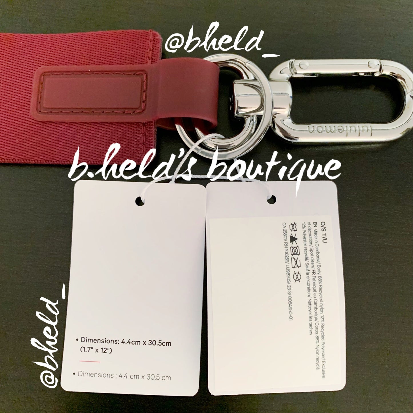 lululemon Never Lost Keychain (2023 Style) in Wine Berry/Sonic Pink, One Size