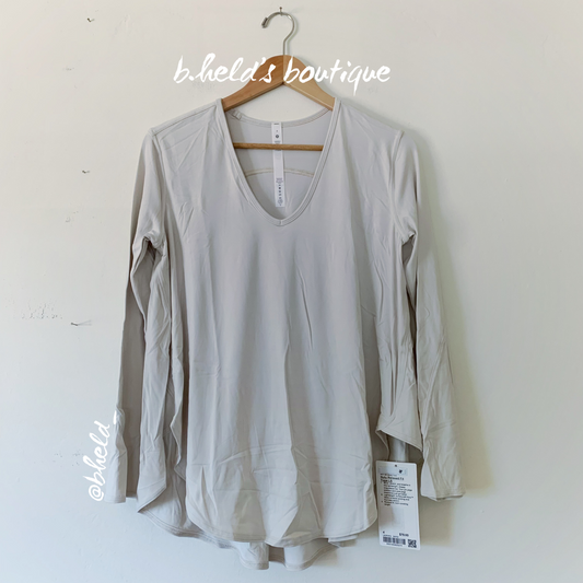 lululemon Nulu Relaxed Fit Yoga Long Sleeve Shirt in White Opal, Size 4