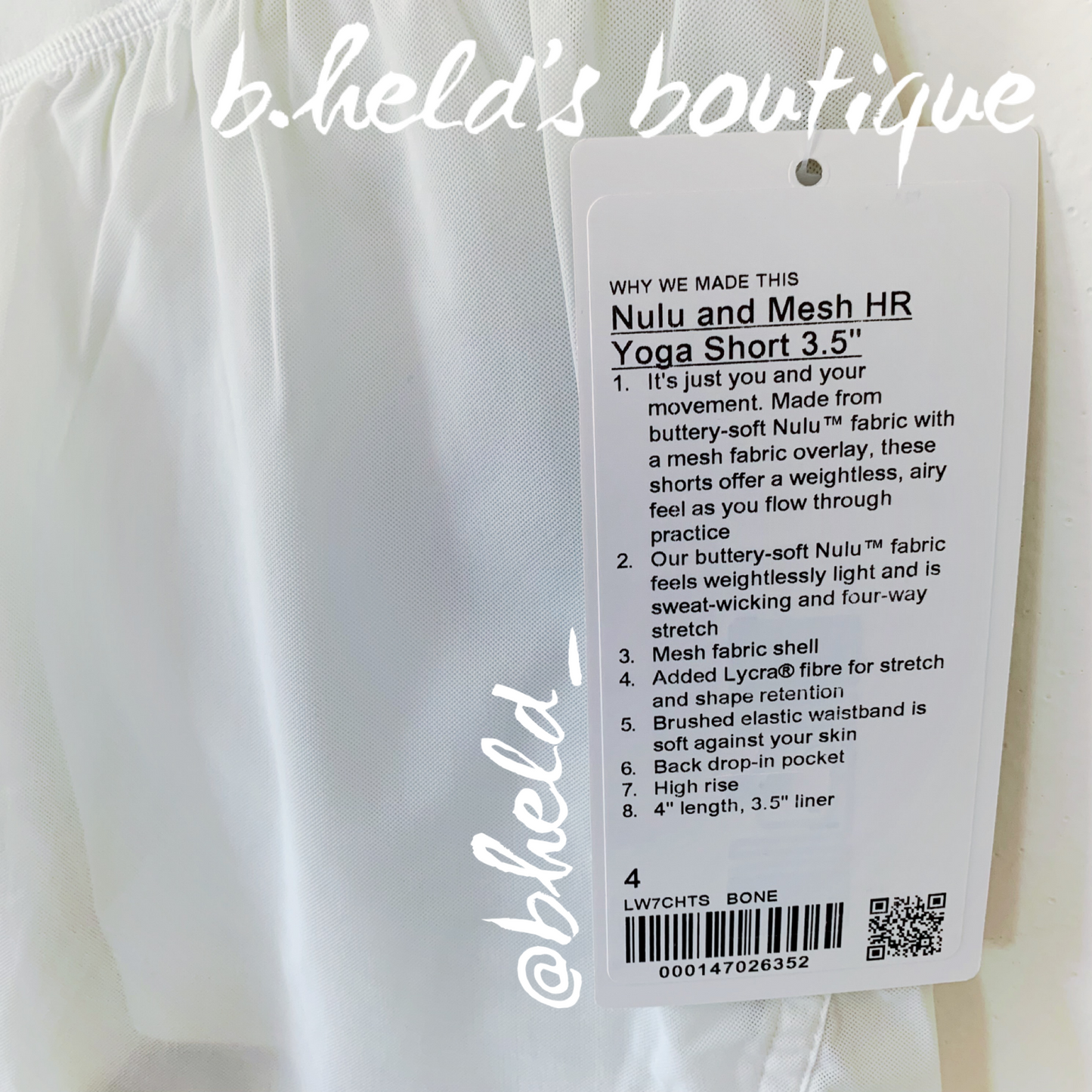 lululemon Nulu and Mesh High-Rise Yoga Short 3.5" in Bone, Size 4