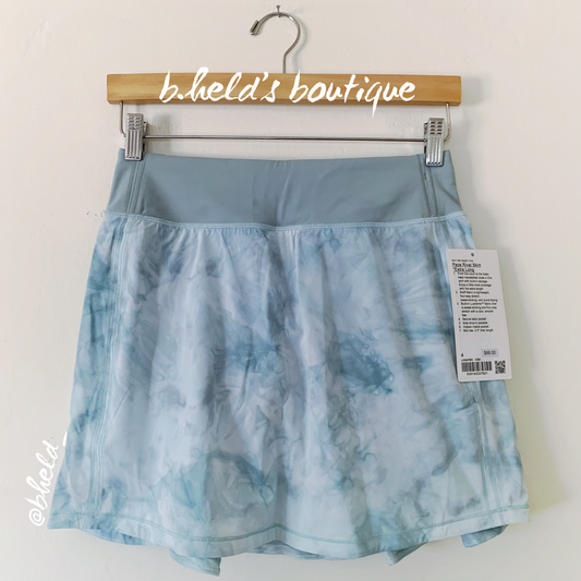lululemon Pace Rival Mid-Rise Skirt *Extra Long in Diamond Dye White Sheer Blue Silver Blue, Size 4