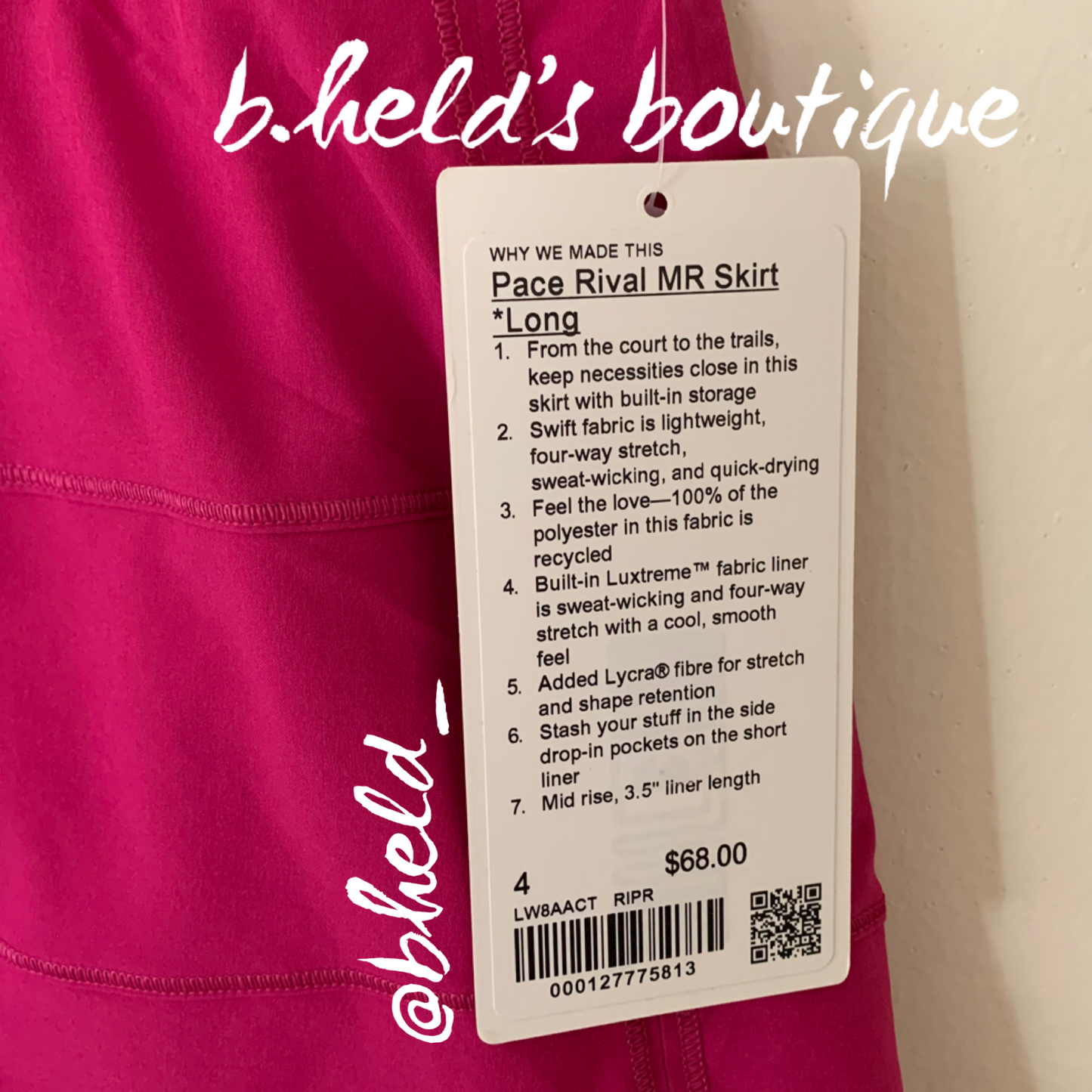 lululemon Pace Rival Mid-Rise Skirt *Long in Ripened Raspberry, Size 4