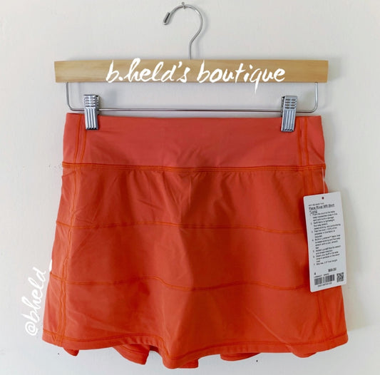 lululemon Pace Rival Mid-Rise Skirt *Long in Warm Coral, Size 4