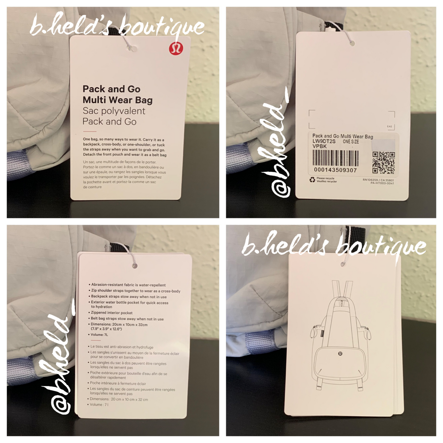 lululemon Pack and Go Multi Wear Bag in Vapor/Black, One Size