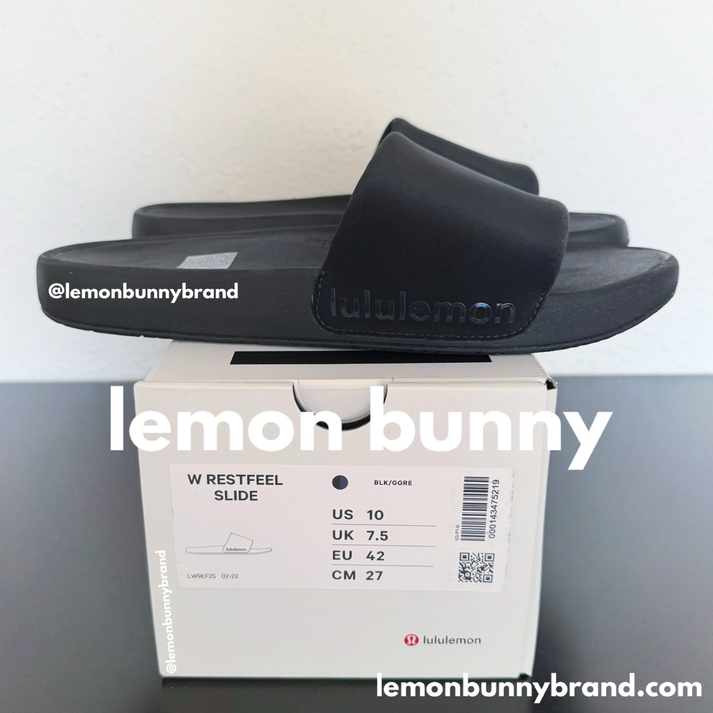 lululemon Restfeel Women's Slide in Black/Graphite Grey, Size 10