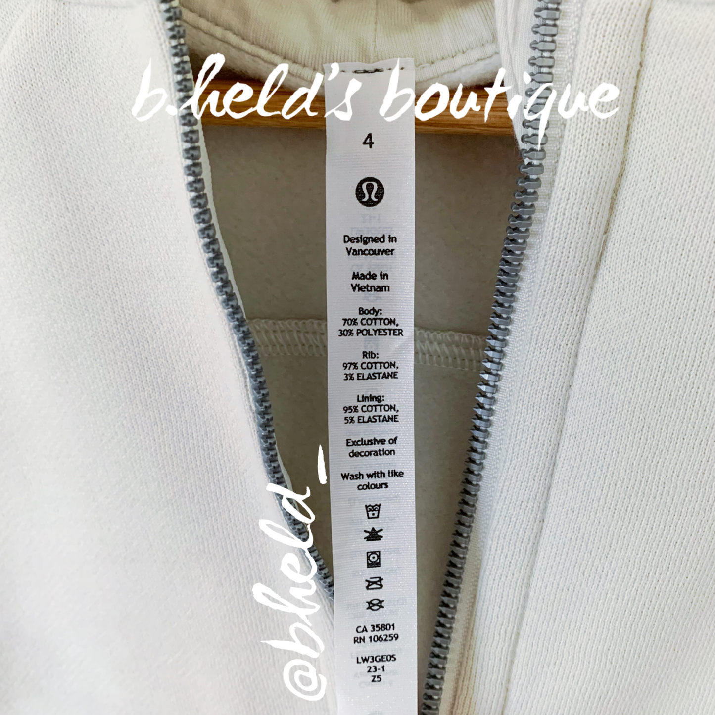 lululemon Scuba Full-Zip Cropped Hoodie in Bone, Size 4