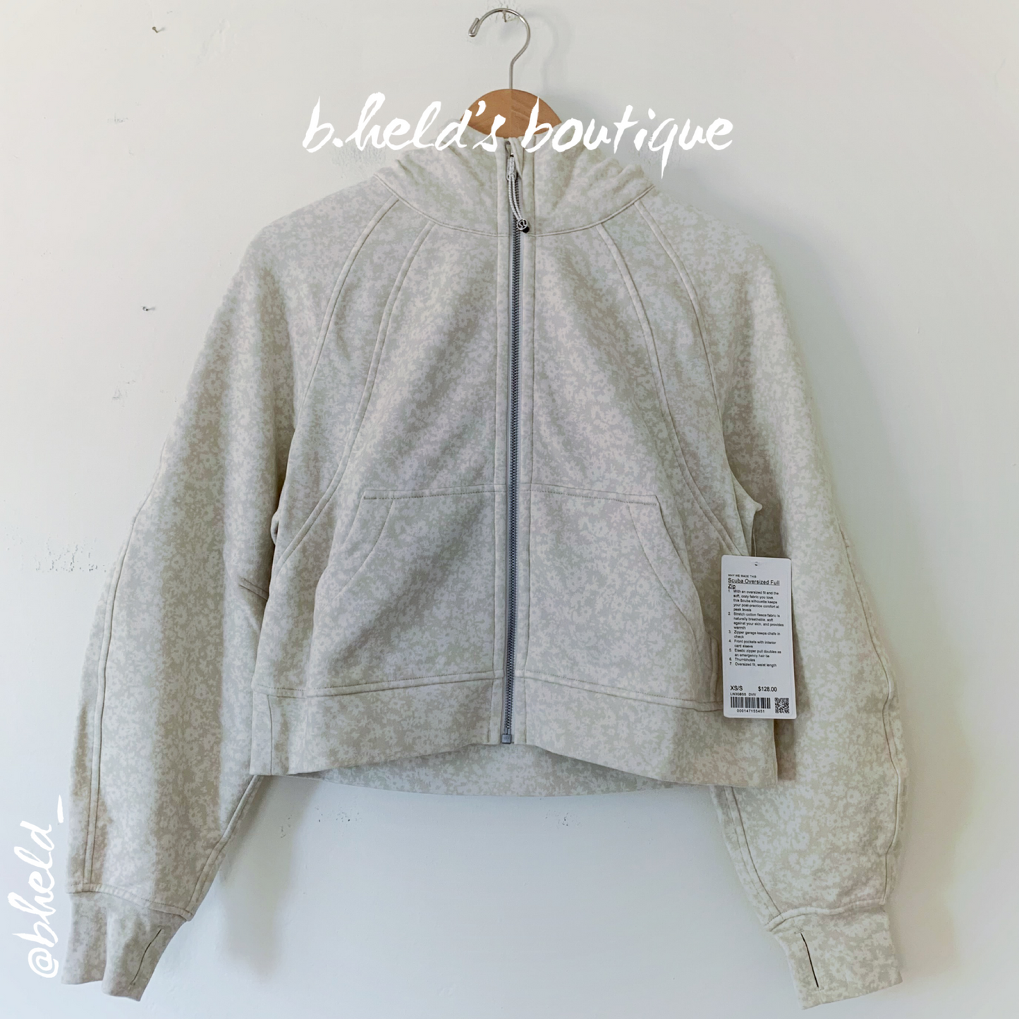 lululemon Scuba Oversized Full-Zip Hoodie in Daisy Vista Light Ivory Natural Ivory, Size XS/S