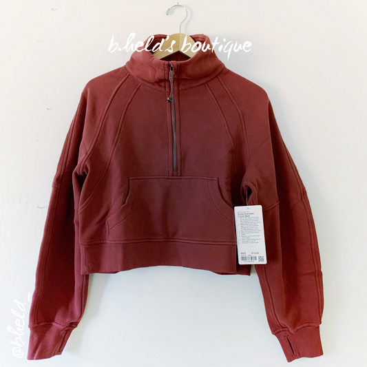 lululemon Scuba Oversized Funnel Neck Half-Zip in Smoky Red, Size XS/S