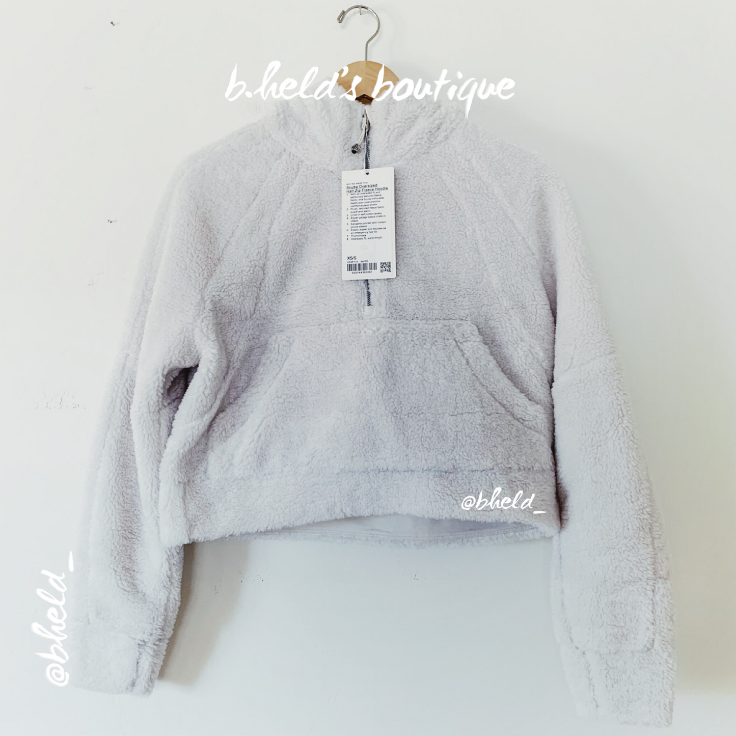 lululemon Scuba Oversized Half-Zip Fleece Hoodie in White Opal, Size XS/S