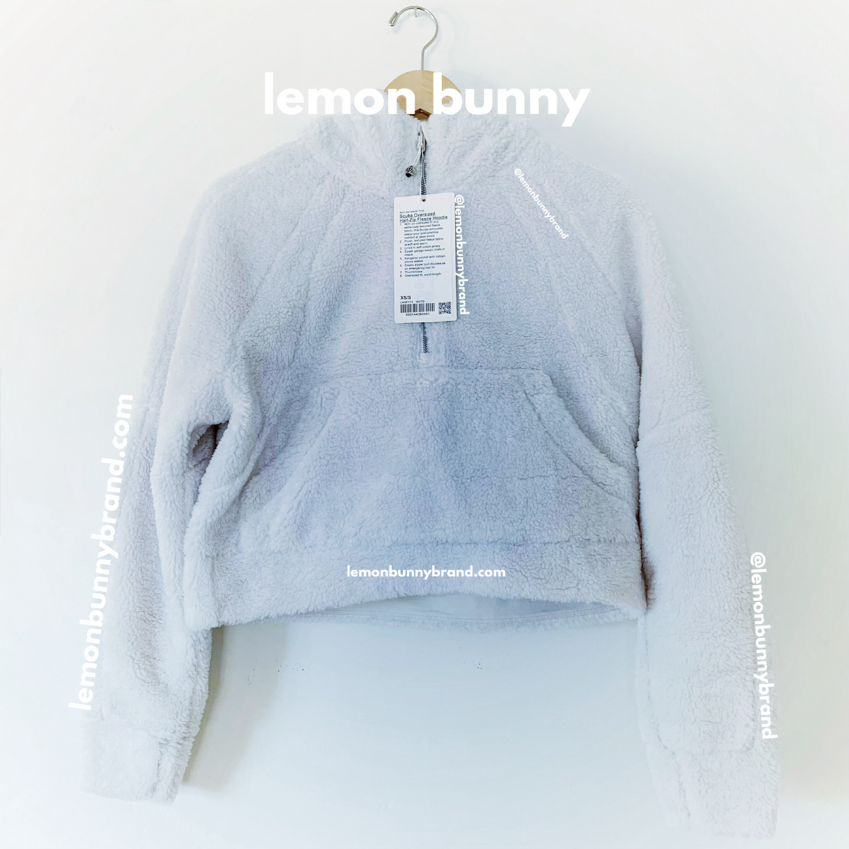 lululemon Scuba Oversized Half-Zip Fleece Hoodie in White Opal, Size XS/S