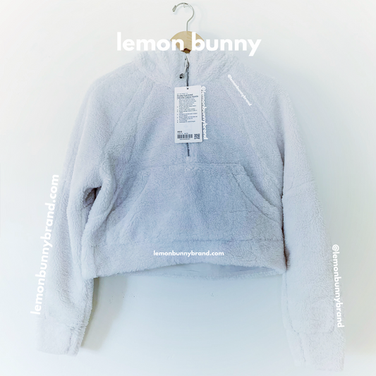 lululemon Scuba Oversized Half-Zip Fleece Hoodie in White Opal, Size XS/S