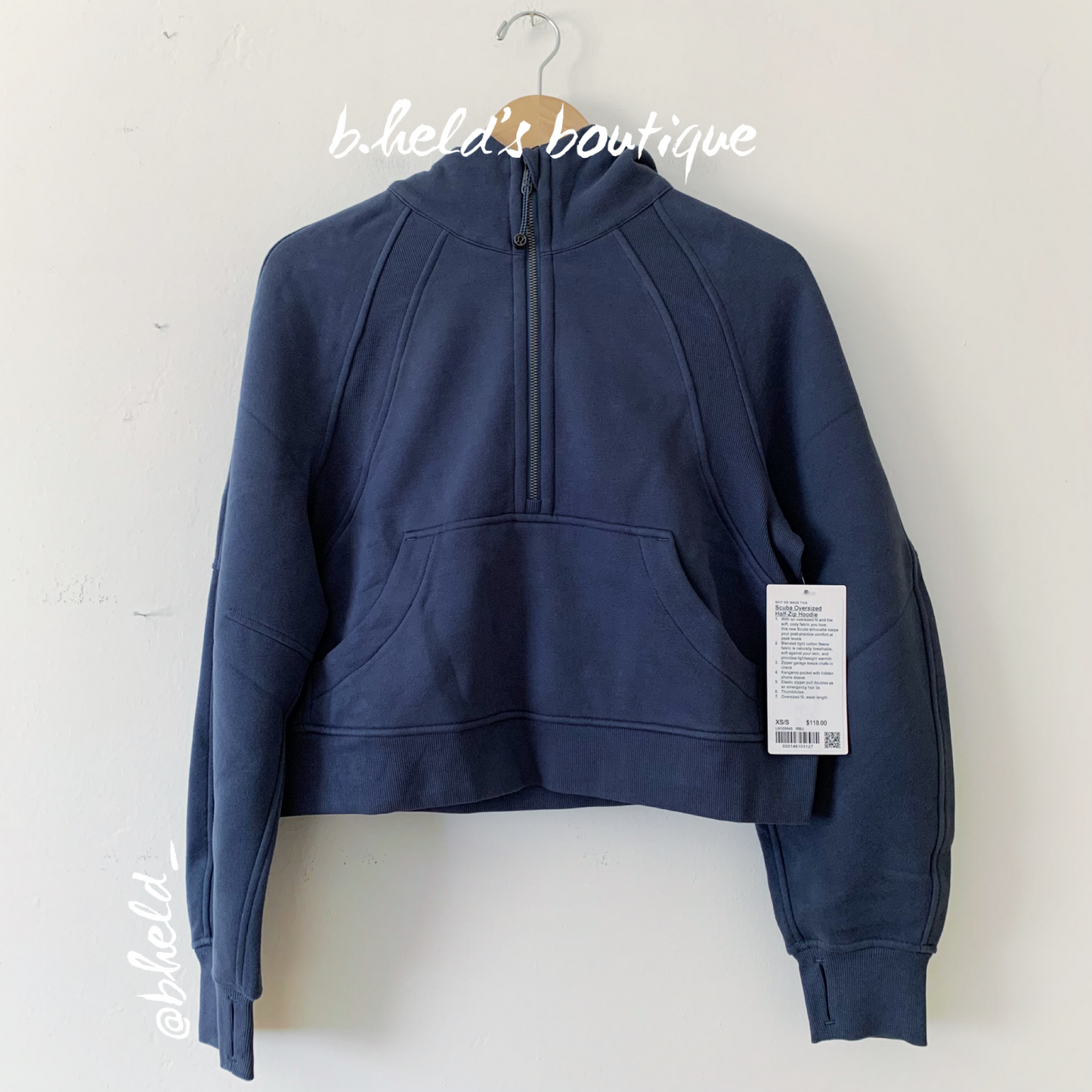 lululemon Scuba Oversized Half-Zip Hoodie in Iron Blue, Size XS/S
